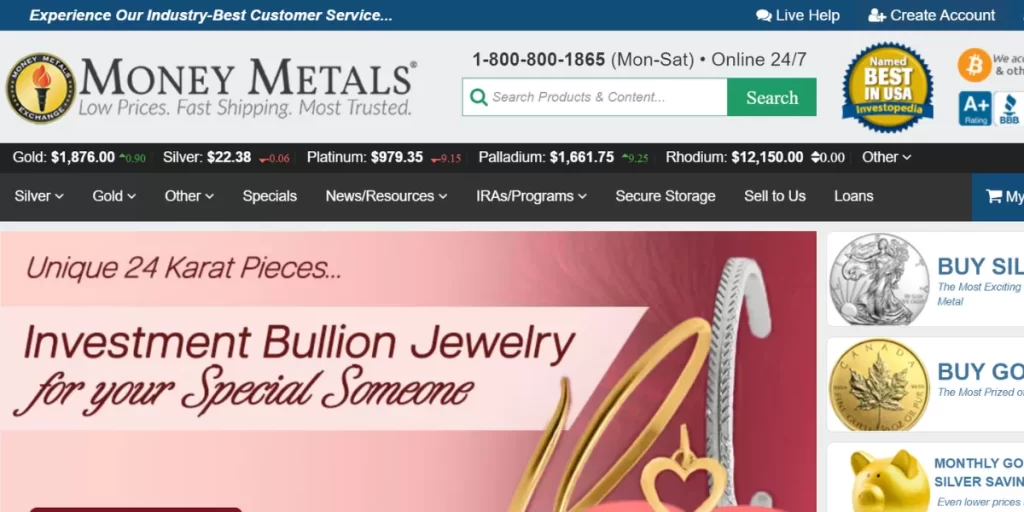 Money Metals Exchange broker plateforme